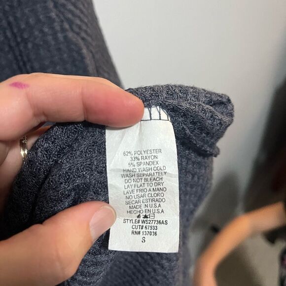 Altar’d State Waffle Knit Heather Blue V Neck Shirt S - Picture 4 of 5